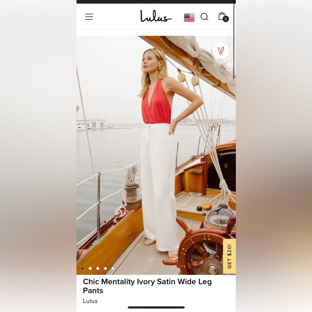 Lulu’s Chic Mentality Ivory Satin Wide Leg Pants